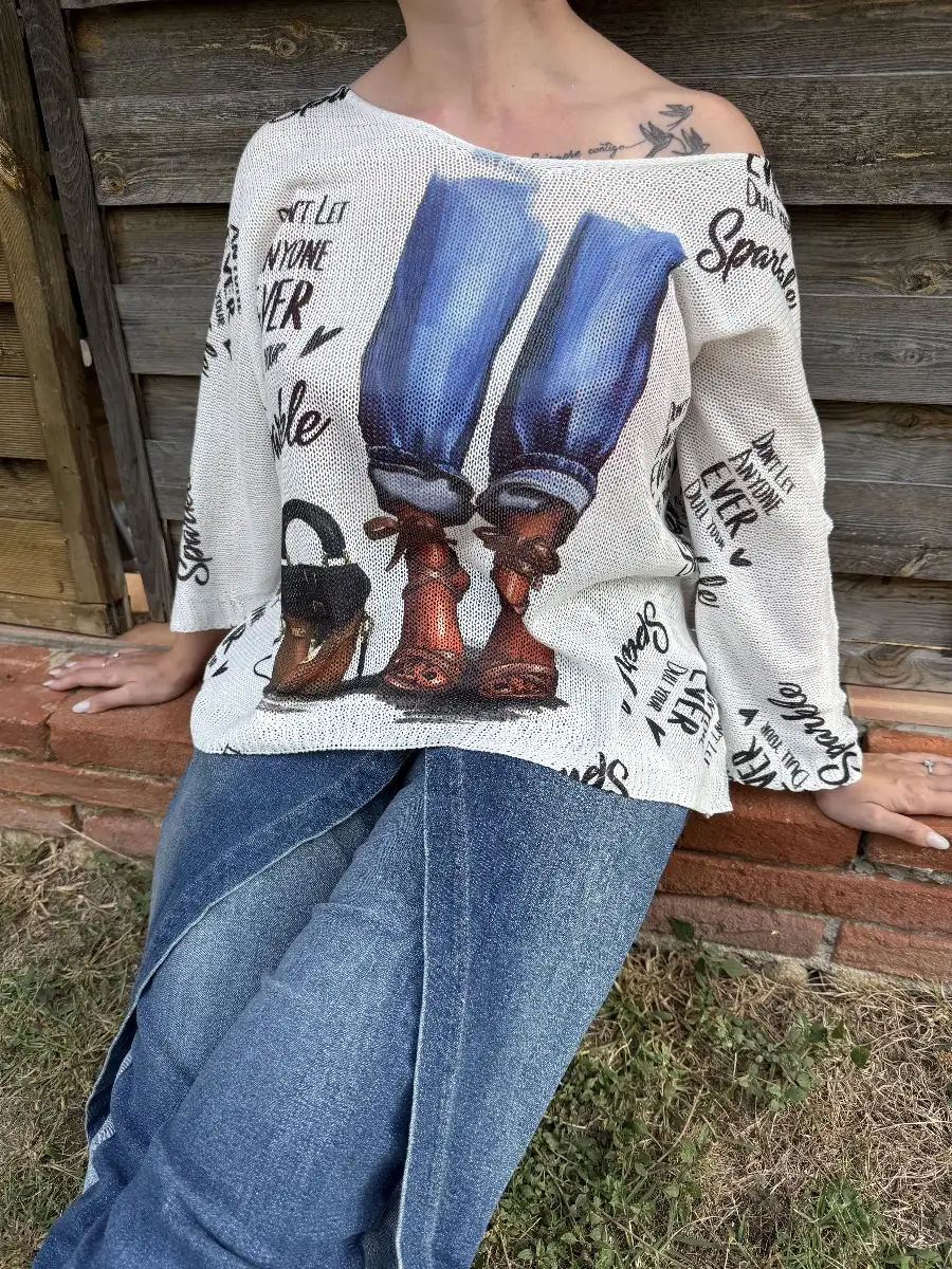 Pull coton imprimé