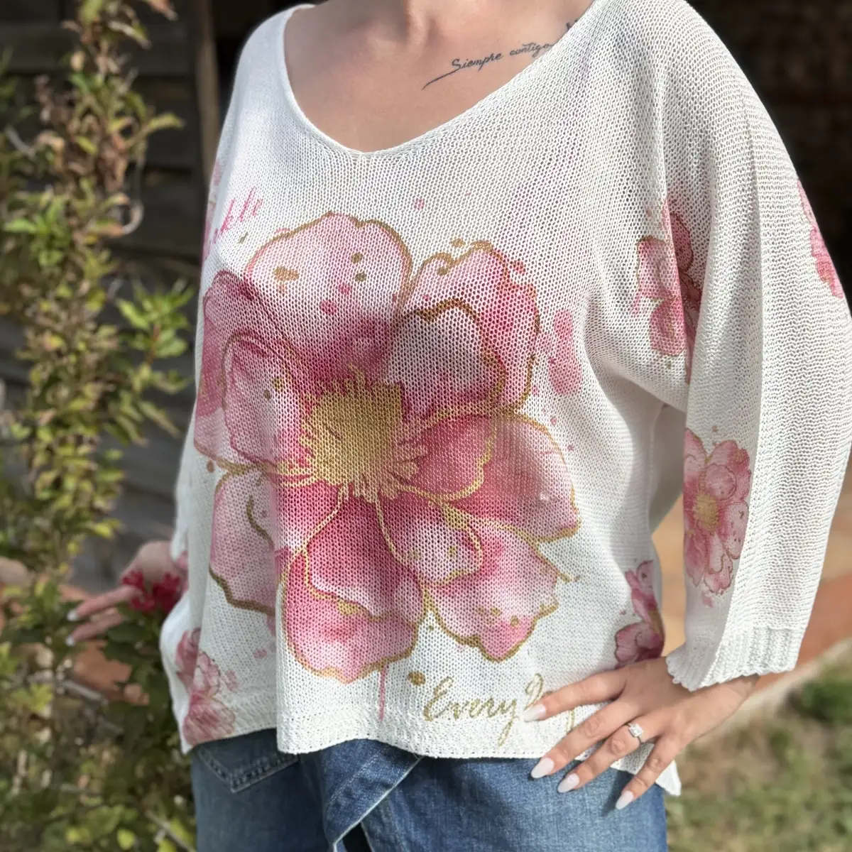 Pull coton imprimé