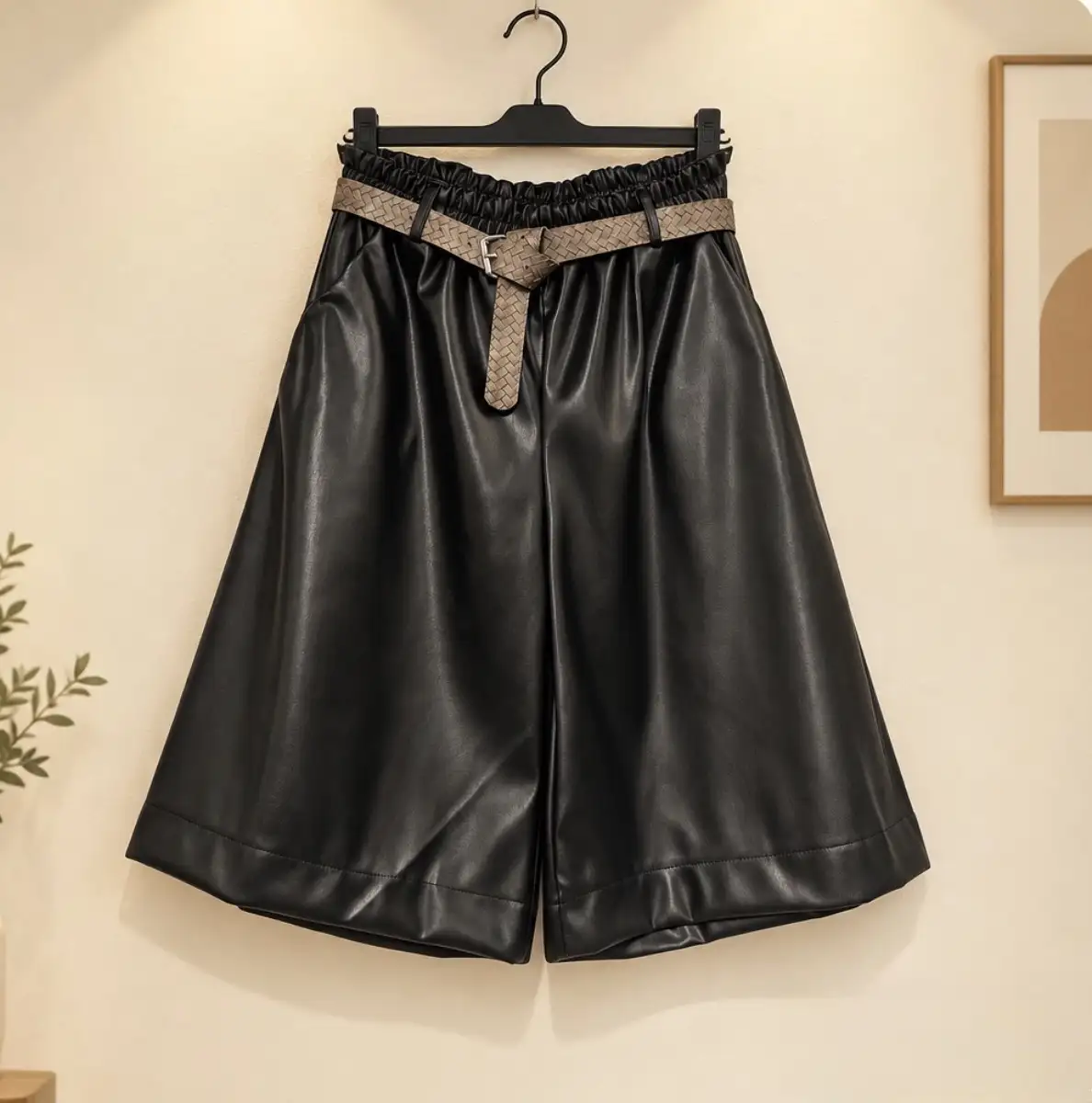 BERMUDA LONG SIMILI CUIR