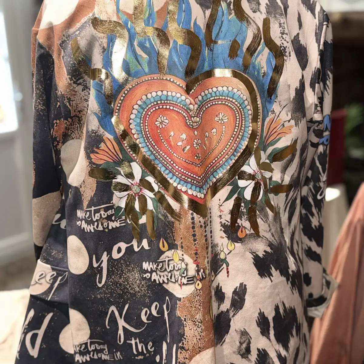 VESTE BLAZER SUEDINE DOUBLEE MOTIF OEIL, MOTIF COEUR
